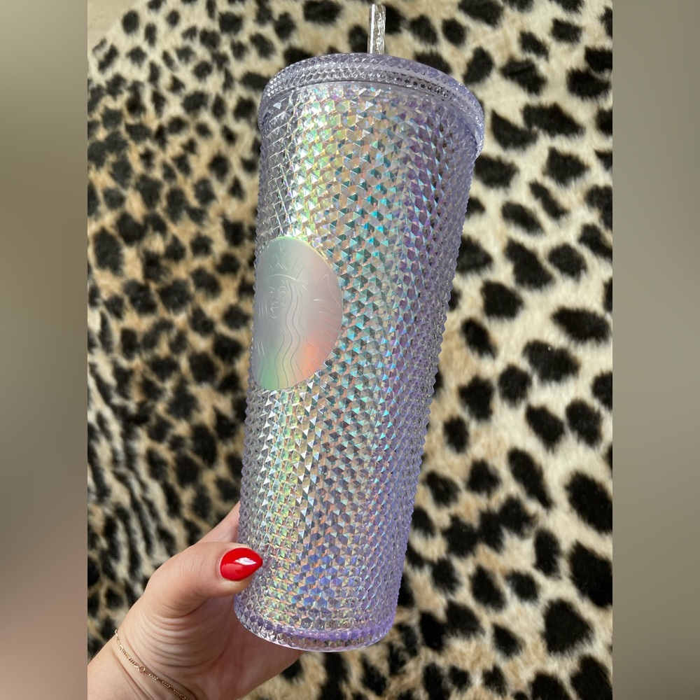 Iridescent studded Starbucks cup